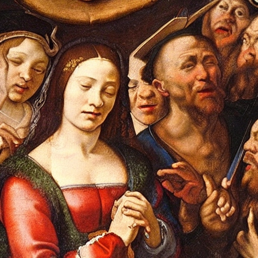 Devout choir singing woman