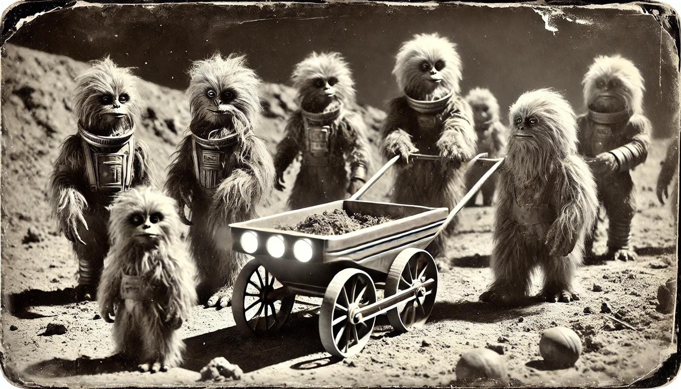 Extraterrestrials present humans with a wheelbarrow